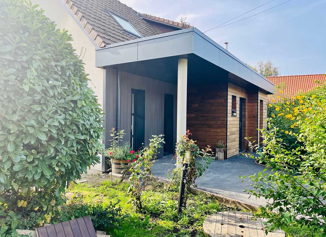 EXTENSION EN OSSATURE BOIS A AUCHY LES ORCHIES (HAUTS DE FRANCE)