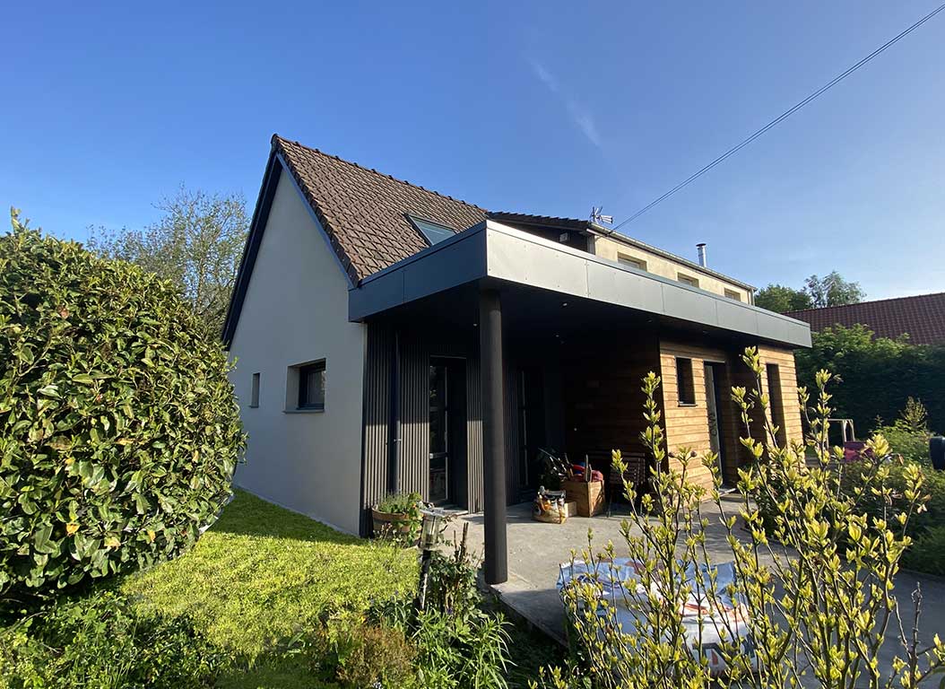 EXTENSION EN OSSATURE BOIS A AUCHY LES ORCHIES (HAUTS DE FRANCE)